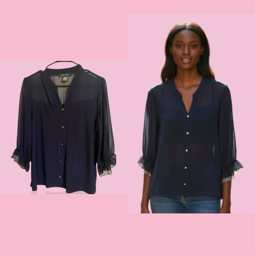 Chic Sheer Navy Blouse